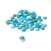 Pierre facettée bleu turquoise naturel 5 mm, taille brillante, certifiée IGI, qualité supérieure, taille rose, Rida Creations, diamètre du trou 5 mm
