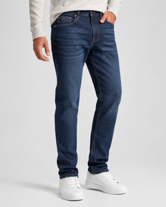 Jean en denim bleu clair coupe droite pour homme FANKES, taille mi-haute, coupe régulière, délavé, style décontracté, en coton, idéal pour le printemps - Product Image 4