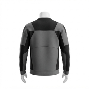 <b>Men's</b> Black <b>Grey</b> Panelled Crewneck <b>Sweatshirt</b> Utility Style Pullover Casual Streetwear Long Sleeve Custom <b>Sweatshirt</b> - Product Image 4