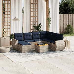 Ensemble de canapés de jardin en polyrotin gris, 8 pièces, avec coussins - Product Image 1