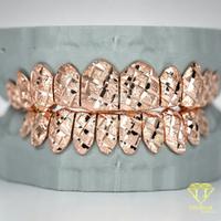 Grillz Hip Hop en Argent Sterling S925 Or Rose avec Diamants Facettés, Capuchons Dentaires Personnalisés à Face Ouverte, Bijoux Buccaux de Designer