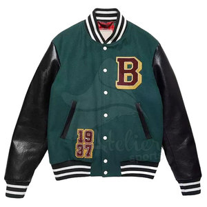 Veste universitaire à col montant avec broderie personnalisée en chenille et logo frontal - Product Image 1