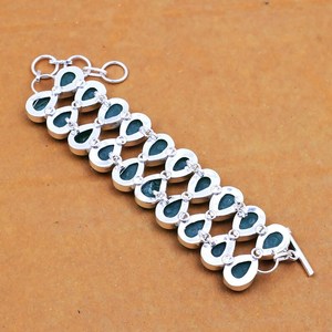 Pulsera de Piedras Preciosas de Ónix Verde Facetado, Plata de Ley 925, Joyería Bohemia Hecha a Mano, Pulsera para Mujer, Venta al por Mayor - Product Image 4