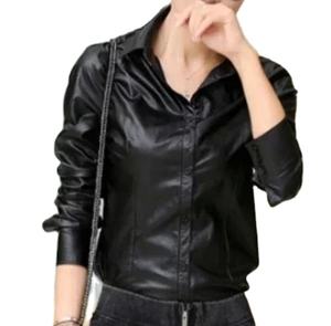 Premium Women Real Leather Shirt Full Sleeves Windproof Women's PU Leather Shirts Wholesale Casual Shirts Manufacturer - Product Image 1