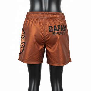 กางเกงว่ายน้ำผู้หญิง ผ้าไมโครไฟเบอร์โพลีเอสเตอร์ 150 GSM แห้งเร็ว สีน้ำตาลทองแดง แถบข้างพิมพ์ลายแบบ Sublimation พร้อมโลโก้สั่งทำพิเศษ - Product Image 2