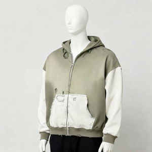 Sudaderas con Capucha Personalizadas con Lavado Ácido, 100% Algodón, Bordadas, de Alta Calidad, Manga Larga, Talla Grande, Color Negro - Product Image 4