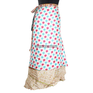 Falda Larga de Seda para Mujer, Estilo Sari de Dubái, Diseño Vintage, Envolvente, de 2 Capas, Reversible, Mágica - Product Image 6