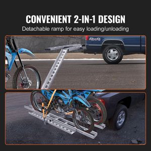 Rampa de Carga para Motocicleta de Aluminio de 600 LBS para 2 Motos, Soporte de Enganche para Remolcar Scooters, Motos de Cross y Motocicletas, Fácil de Usar - Product Image 4