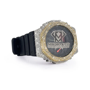 Reloj Mikdio & Co con Diamantes, Bisel Dorado, Estilo Hip Hop, Correa de Goma Digital de Lujo - Product Image 4