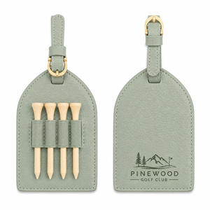Étiquette de sac de golf en cuir avec logo personnalisé en relief et porte-tee, vente en gros - Product Image 4