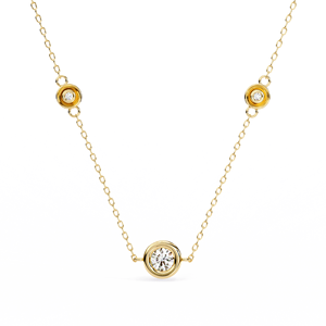 สร้อยคอเพชรมอยส์ซอไนต์ทรงกลมแบบแอบสแตรกขนาดเล็กพร้อมเพชรขนาด14k ประดับด้วยทองคำขาว18K - Product Image 3