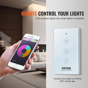 Interruttore Dimmer Smart WiFi 100-250V AC 2.4GHz Wi-Fi, Dimmerazione Continua 15%-85%, Interruttore LED Dimmerabile Smart con Pannello Touch - Product Image 4