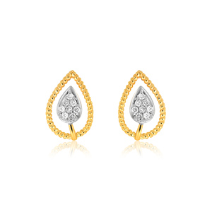 Boucles d'oreilles minimalistes en or jaune 14 carats avec diamants de laboratoire taille poire, bijoux pour femme à porter au quotidien, design goutte d'eau captivant - Product Image 1