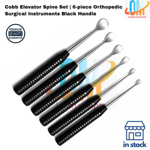 ชุดเครื่องมือผ่าตัดกระดูกสัตว์แบบออร์โธปิดิกส์ 6 ชิ้น ยี่ห้อพรีเมียม คอบบ์ อีลิฟเตอร์ สไปน์ เซ็ต ทำจากสแตนเลสสตีล ทนทาน ด้ามจับสีดำ |   OLDMED - Product Image 3