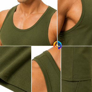 El estilo clásico brinda suavidad y comodidad, y las costuras impecables a la camiseta sin mangas para hombre, con una ligereza ideal para salidas informales y viajes a la playa. - Product Image 5