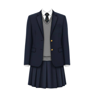 Jupe plissée bleue à carreaux pour filles, uniforme scolaire avec chemise blanche à manches courtes et cravate, en coton, uniforme de lycée - Product Image 3