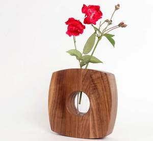 Jarrón de flores de madera de inspiración japonesa, fabricado por OEM, para el hogar, jarrón de flores de madera decorativo de lujo para la mesa del comedor. - Product Image 3