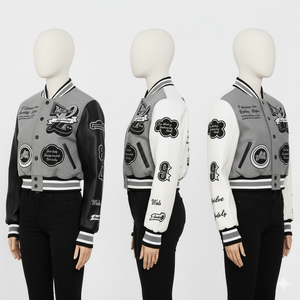 Veste universitaire en laine et cuir personnalisée avec broderie chenille, style streetwear premium unisexe - Product Image 6