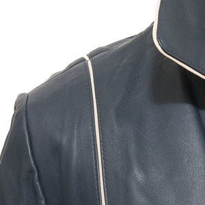 Custom Women's Genuine <b>Leather</b> <b>Blazer</b> Full Sleeve Turn-down Collar Single Breasted Autumn Winter Solid Color Cow Skin <b>Jacket</b> - Product Image 4