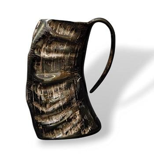 Jarra de Cerveza de Cuerno de Búfalo de Doble Pared Estilo Americano de Alta Calidad con Asa, Directo de India, Smart Drinkware, Artesanía Natural Grande - Product Image 1