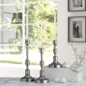 ชุดเชิงเทียนเหล็ก3แท่งเรียวโลหะสีดำเชิงเทียนสำหรับตกแต่งบ้าน - Product Image 3