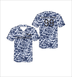 Maillot de baseball personnalisé bleu camouflage numérique, boutonné, uniforme d'équipe sublimé, respirant, anti-humidité, chemise de sport - Product Image 1