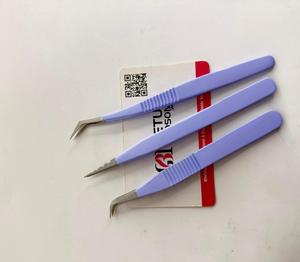 Ensemble de pinces professionnelles pour extensions de cils, antidérapantes, en acier inoxydable bleu, pinces à volume pour cils, logo personnalisé, couleur anti-magnétique - Product Image 3
