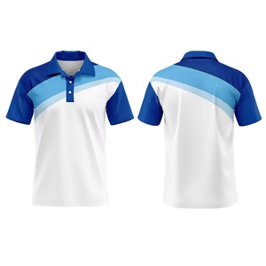 เสื้อโปโลผู้ชาย แขนสั้น ผ้าถัก ดีไซน์สีขาวน้ำเงิน แบบลำลอง - Product Image 1