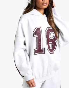 Hoodies oversize pour femmes avec logo frontal, effet délavé, épaules tombantes, manches longues, style streetwear et gym, personnalisables, pour l'hiver - Product Image 4