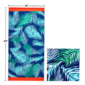 Leaf Printed Beach <b>Towel</b> 30x60 Inches Rectangular <b>Blue</b> Green Pattern Outdoor Use - Product Image 1