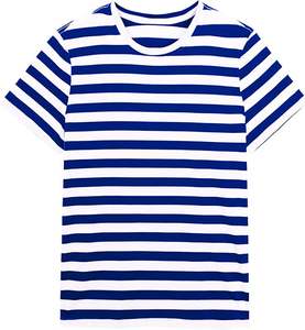 Camiseta Personalizable para Hombre con Cuello Redondo y Rayas Rojas y Negras |   Camiseta de Manga Corta, Corte Regular, Informal, Lisa, Elegante, Cómoda para Uso Diario - Product Image 2