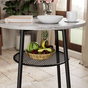 Set di 3 Tavoli da Bar Rotondi con Schienale Divisorio, Piccolo Tavolo da Pranzo e Tavolo per Colazione, 2 Sgabelli, Arredamento per Cucina - Product Image 4