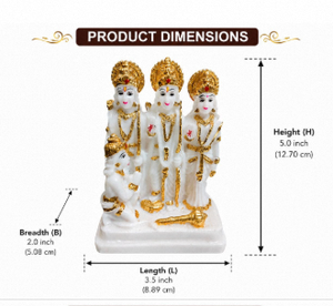 Ídolo de Ram Darbar en Oro Blanco con Hanuman, 5 Pulgadas, Acabado en Polvo de Mármol, Ram Sita Lakshman Murti para Templo, Oficina, Escritorio, Sala de Estar - Product Image 2