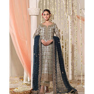 ชุดแต่งกายงานปาร์ตี้ของผู้หญิงมีสไตล์ปักด้านบนด้านล่างและ dupatta - Product Image 1