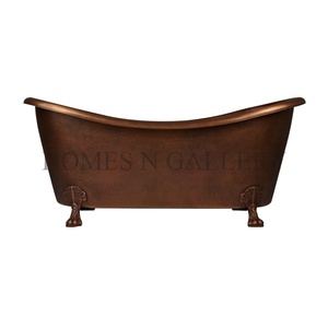 Bañeras independientes de diseño clásico personalizadas al por mayor, con patas de garra de tigre, en negro, plata y cobre, con acabado antiguo. - Product Image 2
