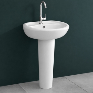 Moon <b>Set</b> Pedestal Washbasin Basin Single Hole Floor Mounted Minimalist Design <b>Hand</b> <b>Washing</b> Chrome Finish NSF Certified Bathroom - Product Image 3