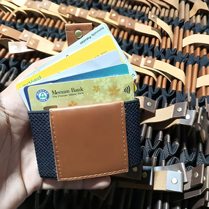 Tan <b>Brown</b> Genuine Leather Card Holder <b>Men's</b> Minimalist Slim Sleeve Quick Access Built In Tab <b>Wallet</b> Pouch For Credit Cards ID - Product Image 2