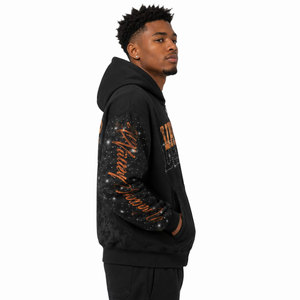 Sweat à capuche zippé imprimé Valley Dreams pour homme, design noir et orange, coupe classique, en polyester tricoté, idéal pour l'automne - Product Image 4