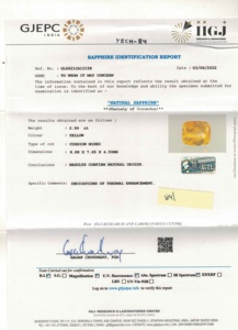 พลอยแซฟไฟร์สีเหลืองทรงคุชชั่นธรรมชาติ 2.99 กะรัต จากศรีลังกา สำหรับทำเครื่องประดับและแหวน รุ่น YSCH-84 - Product Image 6