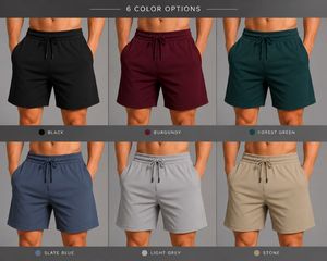 Pantalones Cortos Deportivos Casuales para Hombre, Ecológicos, de Lona Media, Color Sólido, Tejidos, con Cordón en la Cintura, Transpirables - Product Image 6