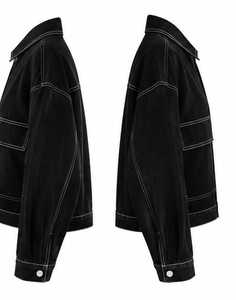 Chaqueta vaquera para mujer con cuello vuelto, color liso, cierre de botones y manga larga - Product Image 5