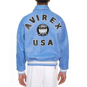 Avirex <b>Men's</b> Leather Bomber <b>Jacket</b> Embroidered Patchwork Custom Leather Bomber <b>Jacket</b> Streetwear Style Vintage Leather <b>Jacket</b> - Product Image 4