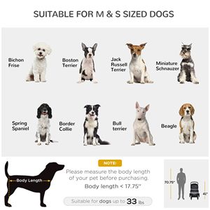 Passeggino Pieghevole per Animali Domestici con Ruote in PVC Regolabili e Freno, Carrozzina per Cani e Gatti con Finestra a Rete, Guinzaglio di Sicurezza e Borsa Portaoggetti - Product Image 3