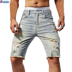 Pantalones vaqueros cortos de mezclilla para hombre, estilo urbano, a la moda, personalizados, de verano, rasgados, ajustados, desgastados, para hombre - Product Image 3