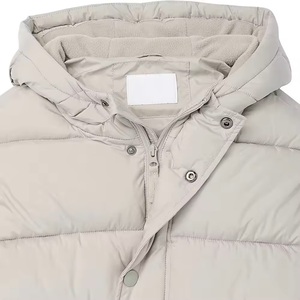Men's Light Gray Hooded Puffer <b>Jacket</b> Casual Winter Wear Polyester Shell Windproof Regular Fit Button Closure - Product Image 2