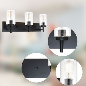 Lámpara de Baño Moderna de 5 Luces con Pantallas de Vidrio Esmerilado, Base Negra E26 para Dormitorio, Sala de Estar, Pasillo, Tocador - Product Image 6