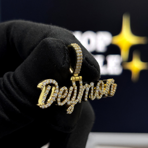 <b>Custom</b> Deymon <b>Name</b> Pendant 925 Sterling Silver VVS Moissanite 14K Gold Plated Iced Out <b>Necklace</b> Charm - Product Image 4