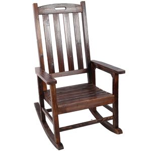 Silla Mecedora de Madera Extra Grande con Asiento Ancho y Respaldo Alto, Sillas Mecedoras Suaves para Interiores y Exteriores BR - Product Image 3