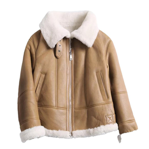 Classic Design <b>jacket</b> for men <b>Sheepskin</b> Hot Selling <b>Jacket</b> For Men Bomber Leather <b>Jacket</b> Premium Genuine <b>Sheepskin</b> Sherpa - Product Image 3