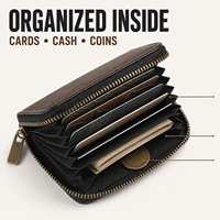 Dompet Kartu Denior V17 Vintage PU Kulit Imitasi Kapasitas Besar dengan Ritsleting Anti RFID dan Magnetik, Kompatibel dengan Casing Ponsel Magnetik